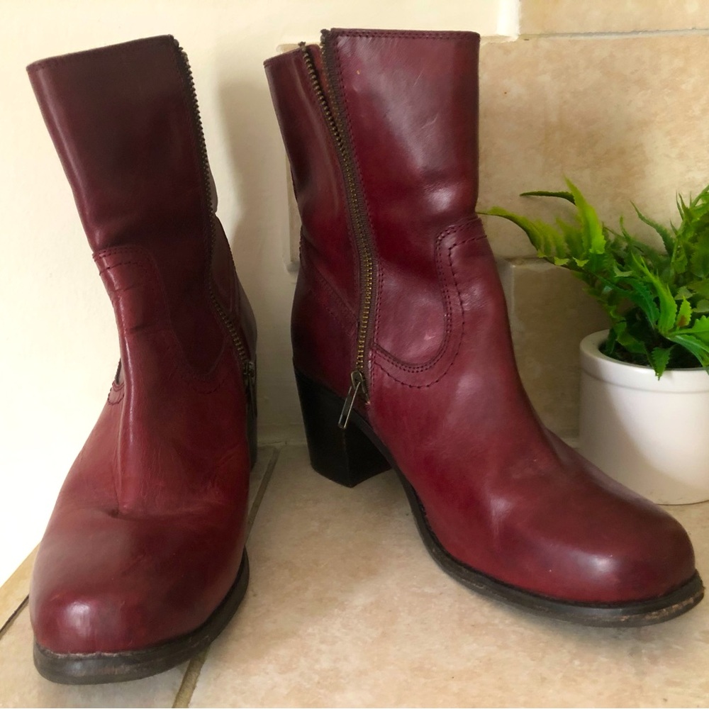 Heeled Red Frye Boots